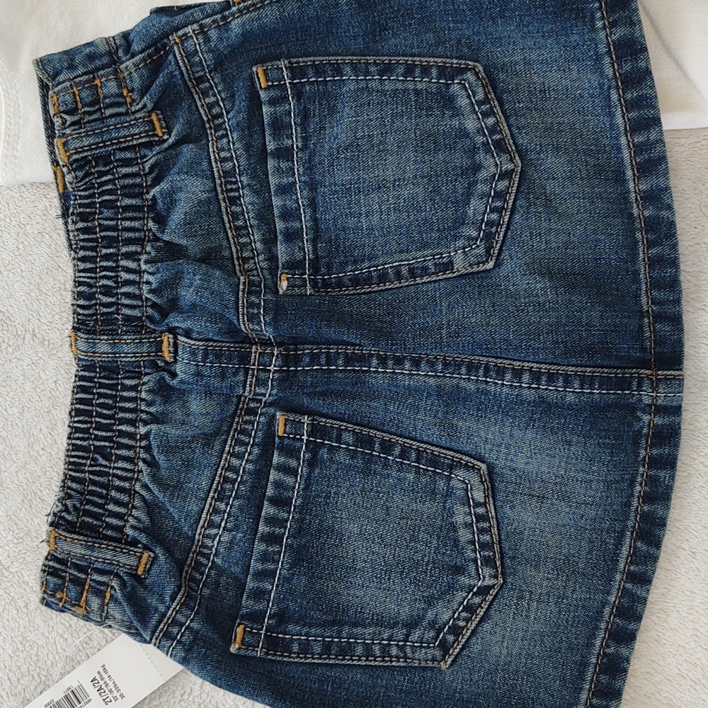 NWT baby Gap white stretch 2T denim bottoms & NWT old Navy 5 pocket skirt - Picture 5 of 13